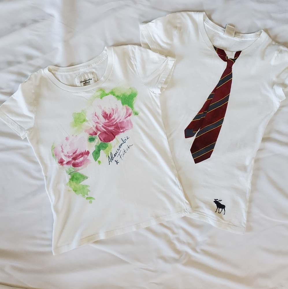 Two Abercrombie and Fitch graphic tees in Med